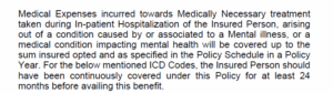Manipal Cigna Pro health prime coverage clause