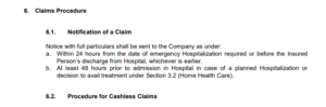 Claim procedure